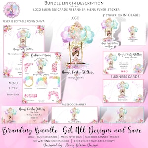 Balloon Business Whole Bundle Set, Logo Business Cards Balloon Menu FB Banner Label,Event Planner,Party Supply Planner Baby Bridal Birthday