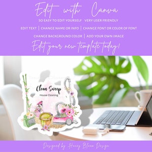 Vacuum Cleaning Logo, Cleaning Supplies Logo, Colorful Cleaning Service Logo, Pink Green Floral Cleaning Icons Logo,Housekeeping, Clean S image 10