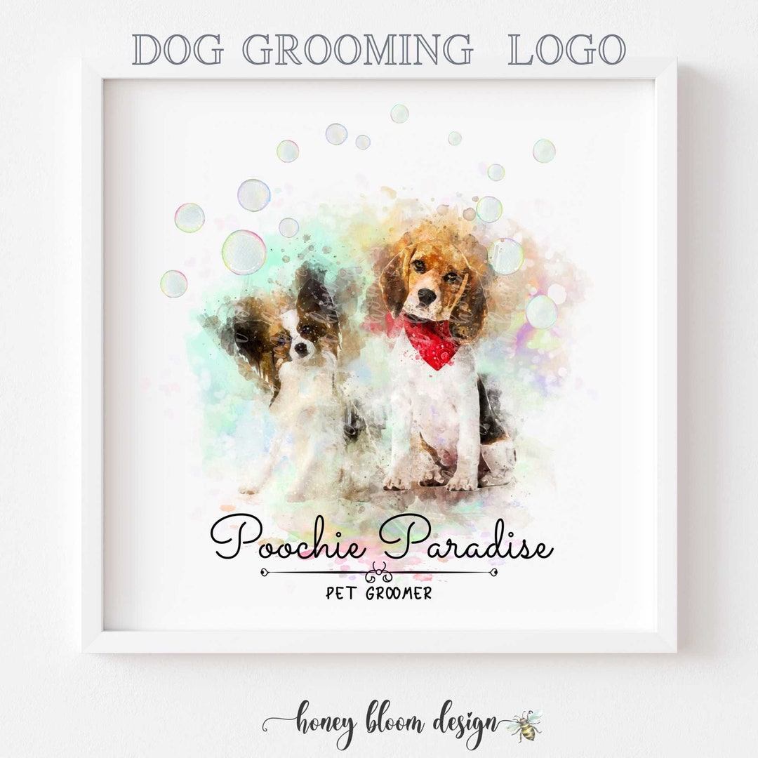 Dog Grooming Logo, Bubbles Around Dogs, Branding Pet Shop, Dog Boarding