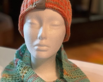 Mint Creamsicle Hat and Cowl Set