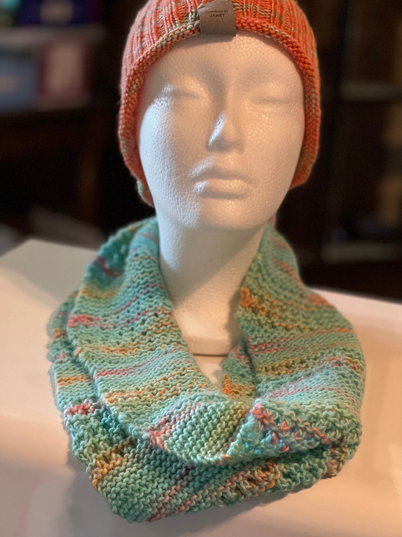 Mint Creamsicle Hat and Cowl Set image 8