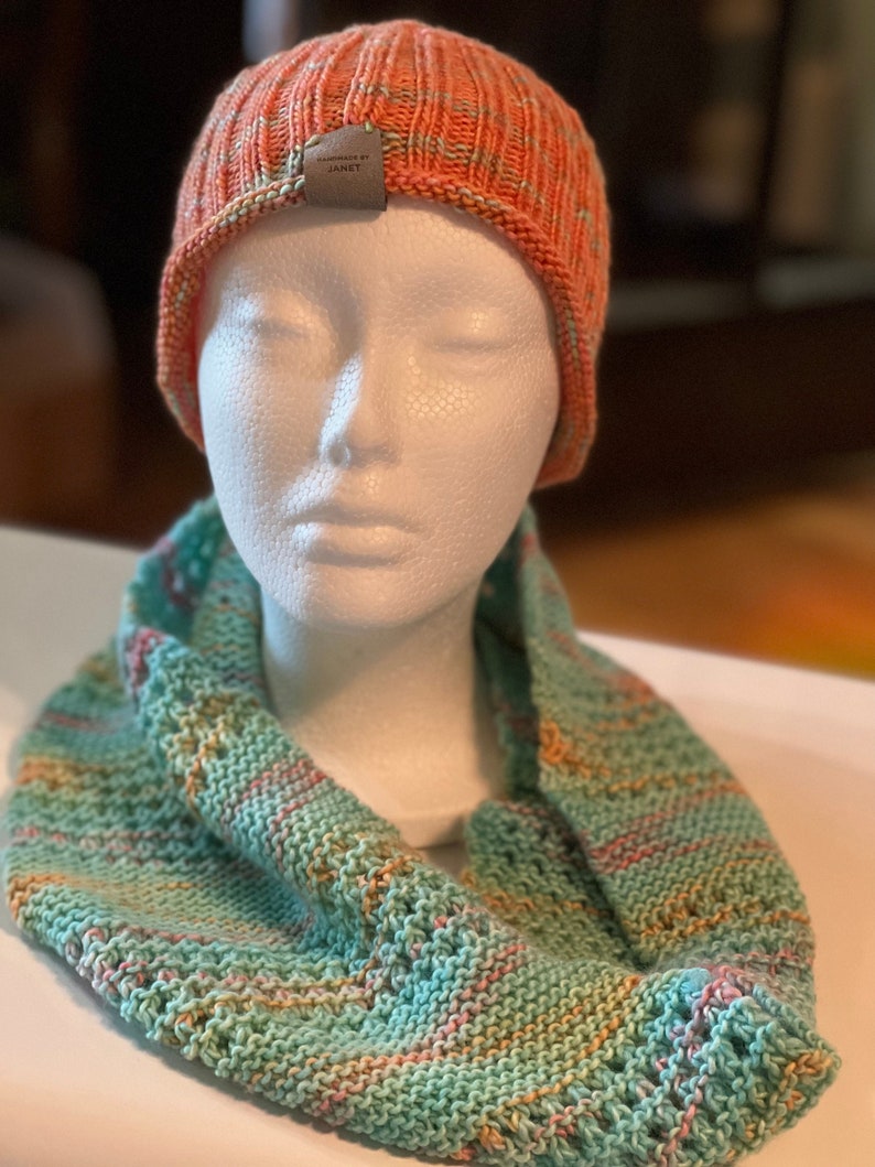 Mint Creamsicle Hat and Cowl Set image 1