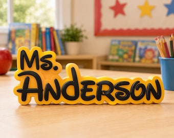 Personalized Teacher Name Plate, 3D Printed Desk Sign with Custom Colors and Fonts, Teacher Appreciation Gift