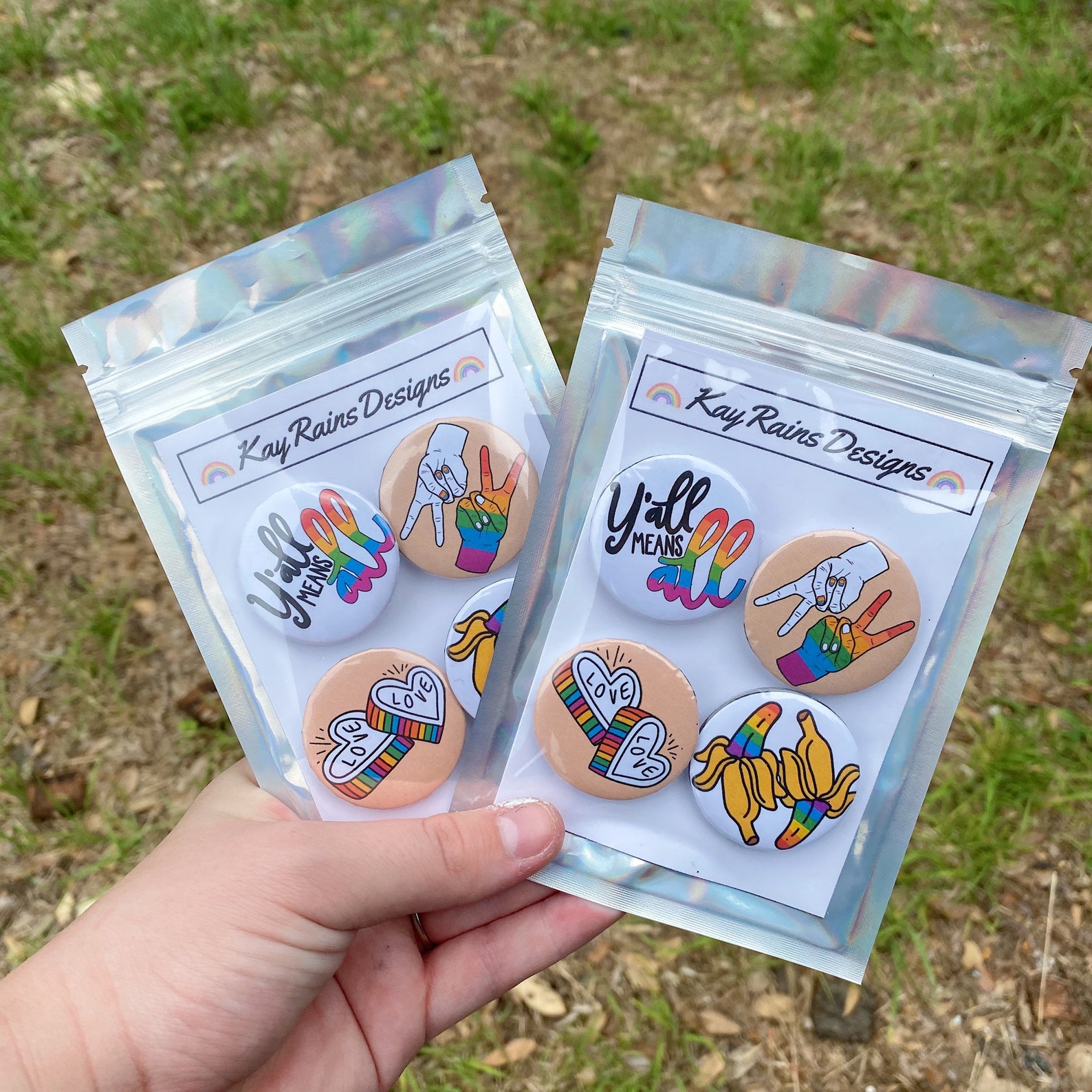 Pride Rainbow Button Pack Of 4 Same Sex Pins Bag Etsy 