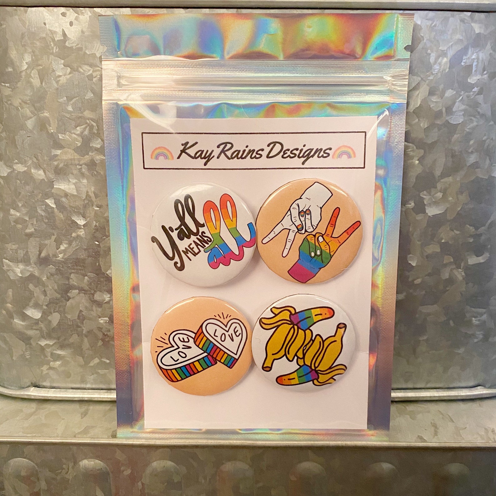 Pride Rainbow Button Pack Of 4 Same Sex Pins Bag Etsy