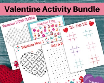 Valentine Game Bundle for Kids, Printable Valentine's Day Party Games and Activities