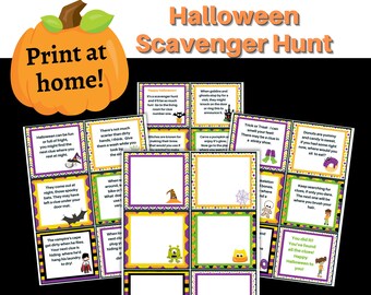 Halloween Scavenger Hunt Clue Cards for Kids (Printable PDF)