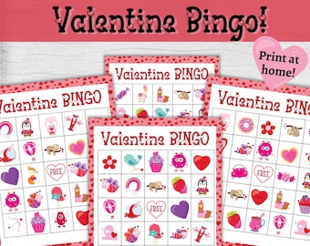 Valentine Bingo Cards for Kids, Printable Valentine Bingo, Valentine Matching Game, Valentine Memory