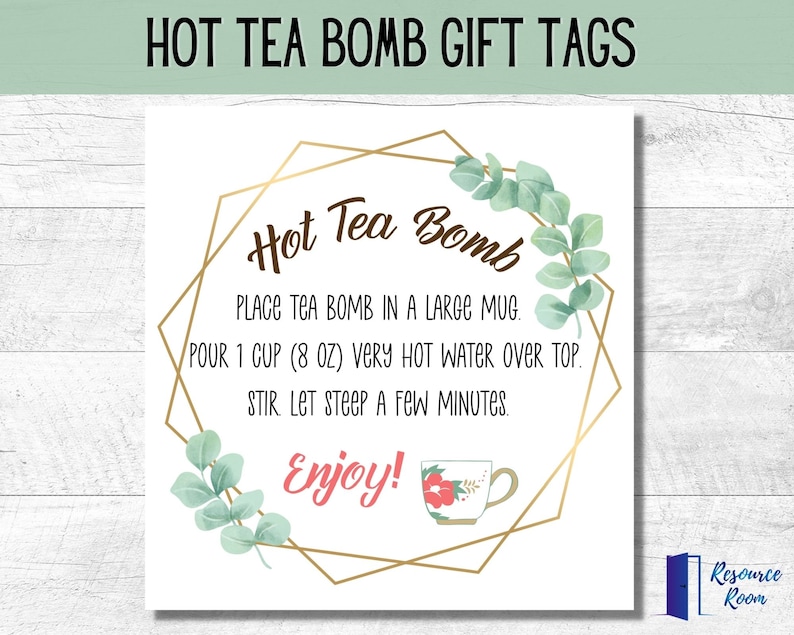 Hot Tea Bomb Gift Tags Printable Hot Tea Bomb Instructions Etsy