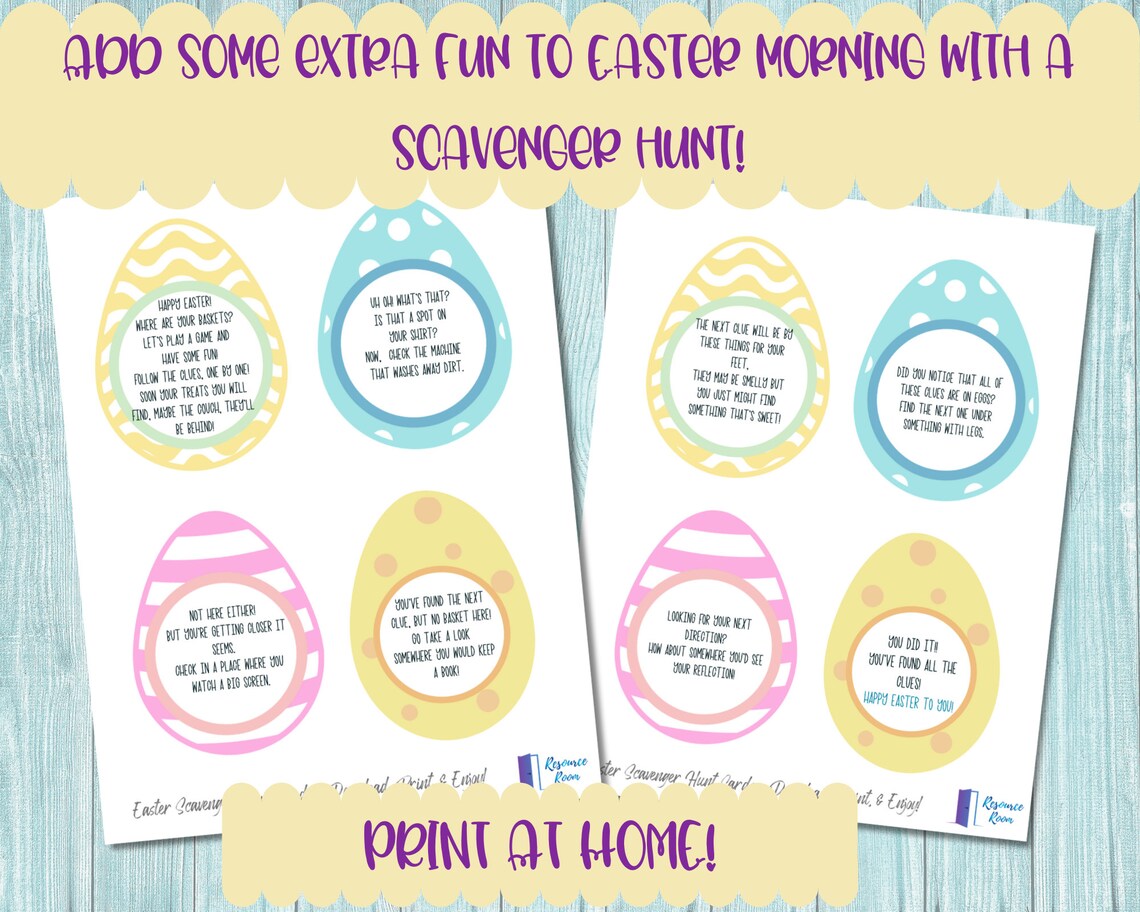 Easter Scavenger Hunt Clue Cards Lead to Hidden Easter Basket Etsy