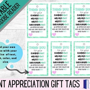 MINT Appreciation Gift Tags, Editable Mint Gift Tags, Printable Mint Appreciation Gift Tags