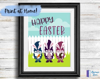 Happy Easter Gnomes; Digital Download; Printable Easter Decor