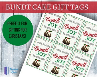 Bundt Cake Gift Tags, Nothing Bundt Joy Tags, Teacher Appreciation, PTO, PTA Gift Tags, Printable Christmas Gift Tags