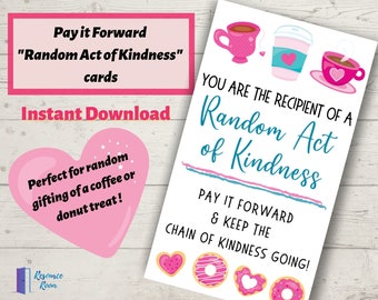 Random Act of Kindness Card | Kindness Coffee cards | Heart RAK Cards