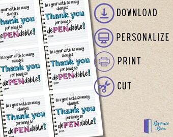 Dependable Appreciation Gift Tags Editable Printable Tags - Etsy