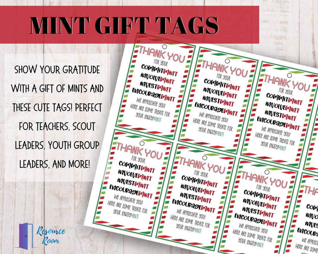 MINT Gift Tags, Printable Gift Tags, Teacher Appreciation Gift Tags Etsy