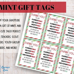 MINT Gift Tags, Printable Gift Tags, Teacher Appreciation Gift Tags