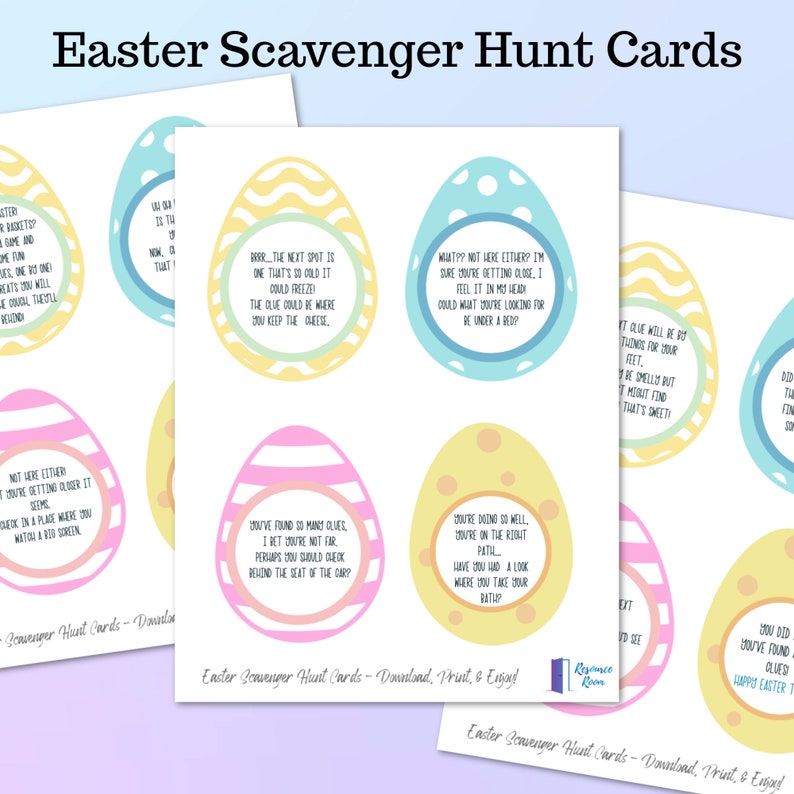 Easter Scavenger Hunt Clue Cards Lead to Hidden Easter Basket Etsy