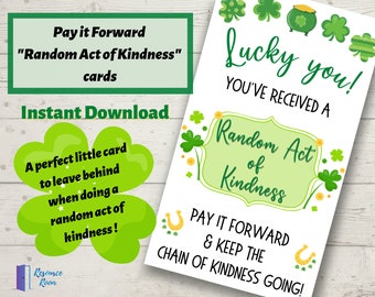 Lucky You Random Act of Kindness Cards | St. Patricks Day and March Random Acts of Kindness