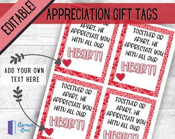 Appreciation Gift Tags | Editable, Printable, Gift Tags for teachers, staff, PTO, PTA, classroom appreciation | Hybrid Learning Teacher Tags