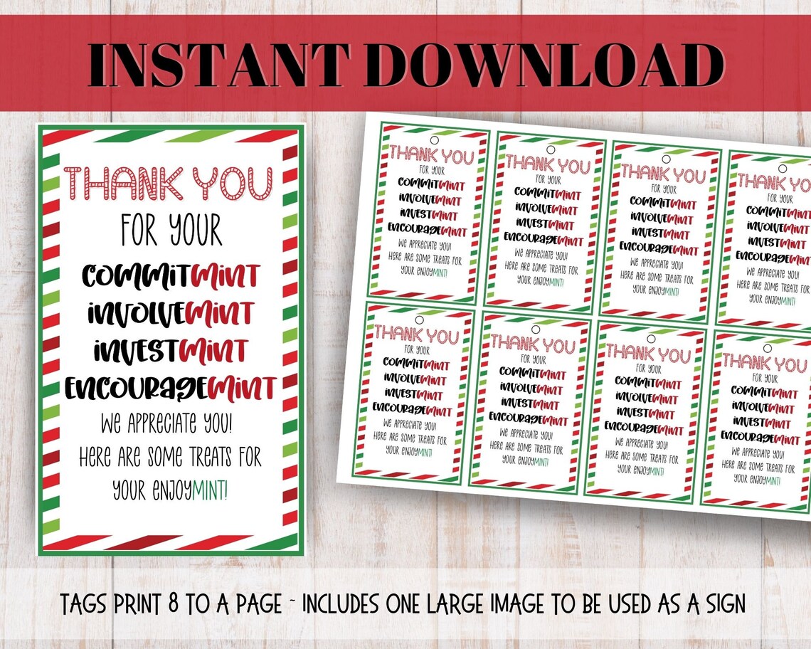 MINT Gift Tags, Printable Gift Tags, Teacher Appreciation Gift Tags - Etsy