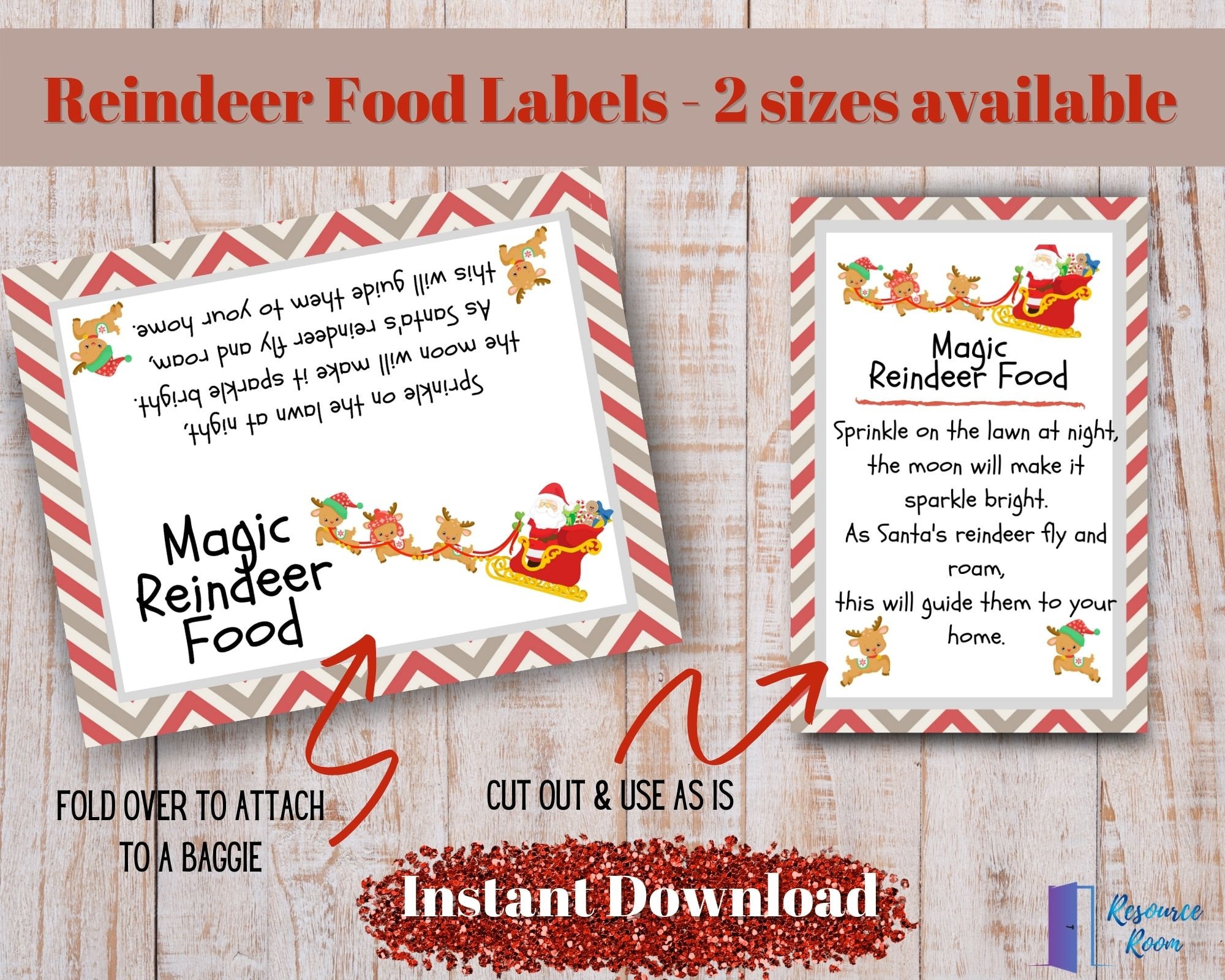 Magic Reindeer Food INSTANT DOWNLOAD Printable Treat Bag Topper &amp; Label ...