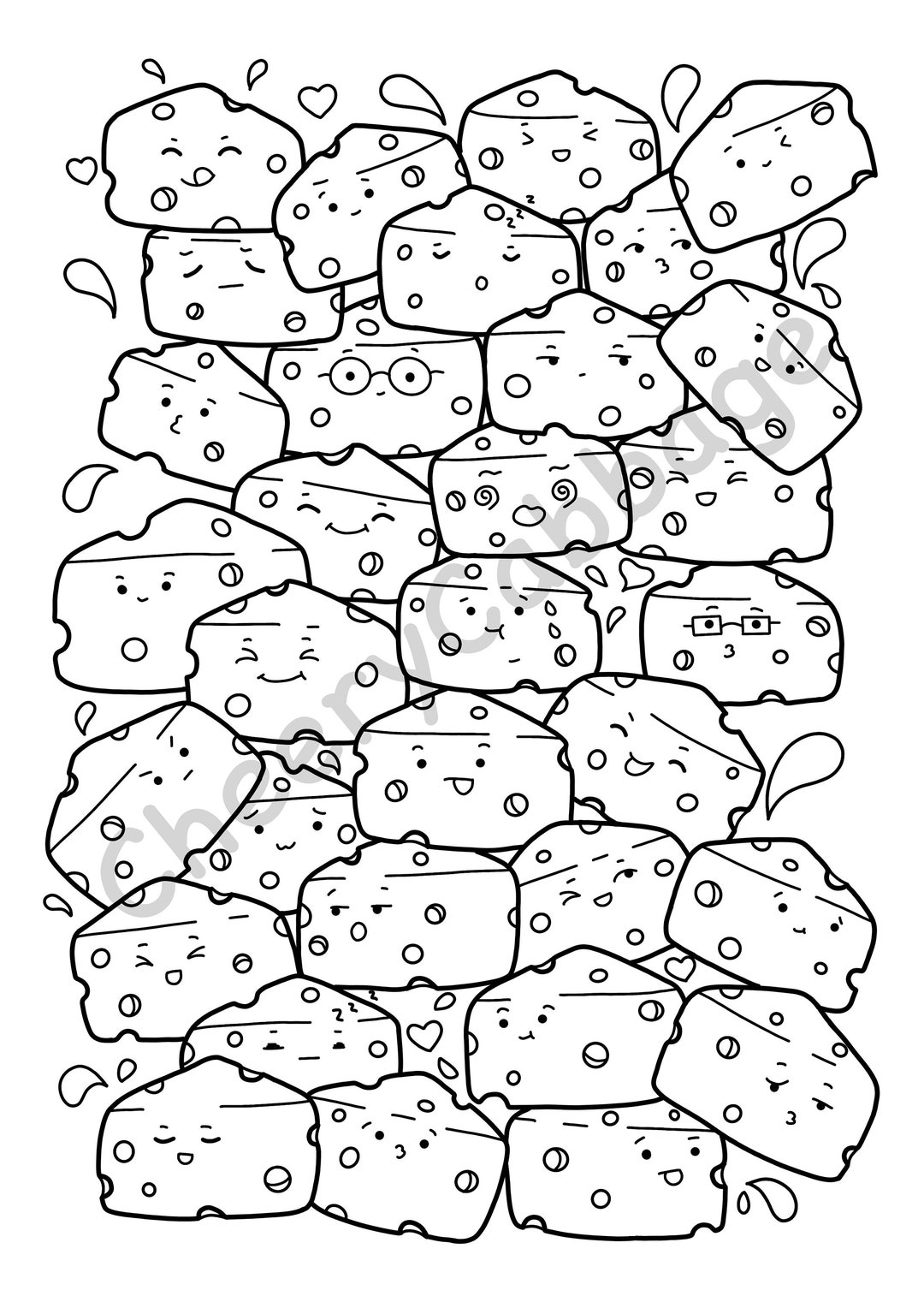 Cute Cheese Coloring Page-printable Coloring Page for Kid and - Etsy