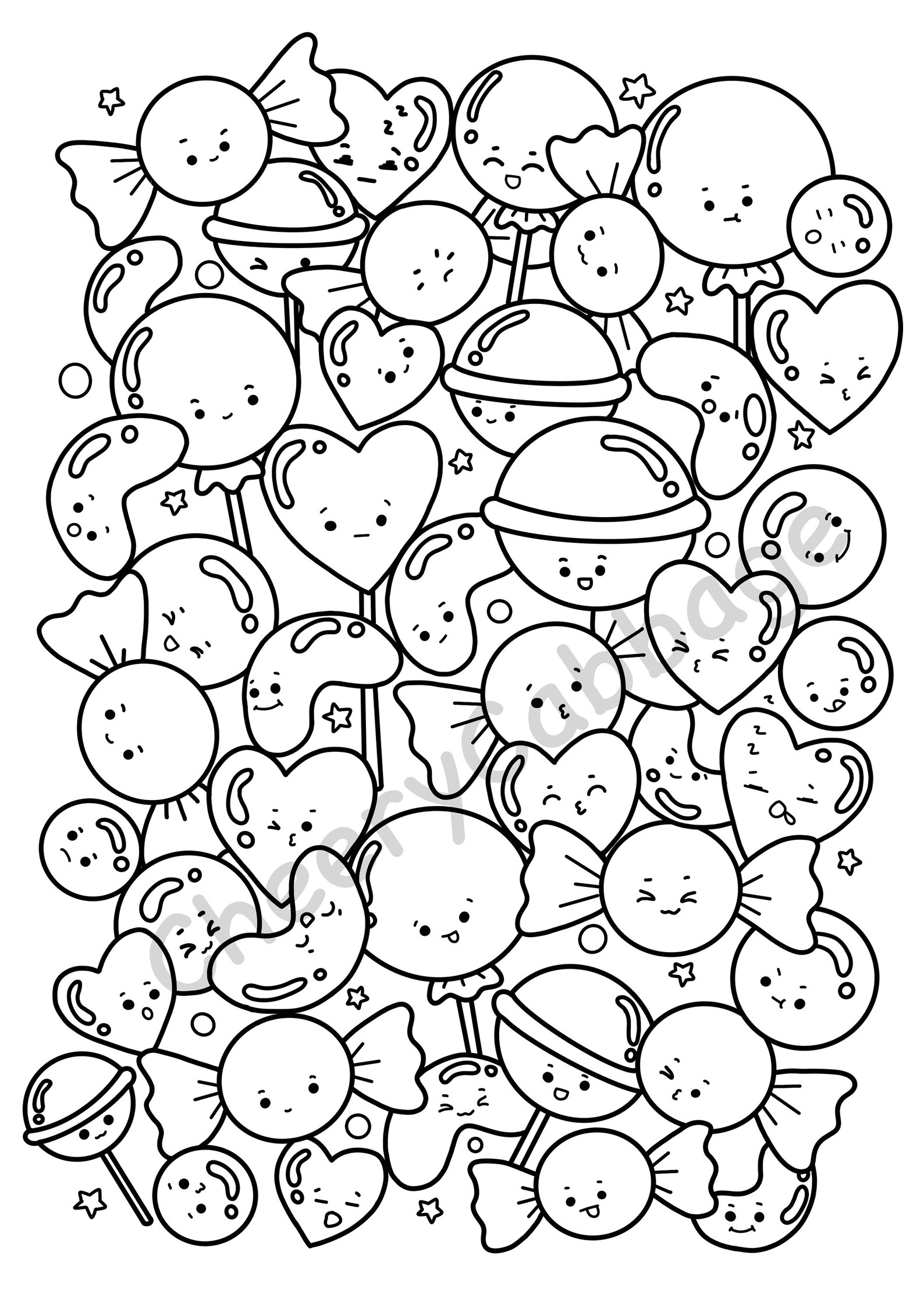 Candy Coloring Page Printable Coloring Page for Kid and Adult Etsy
