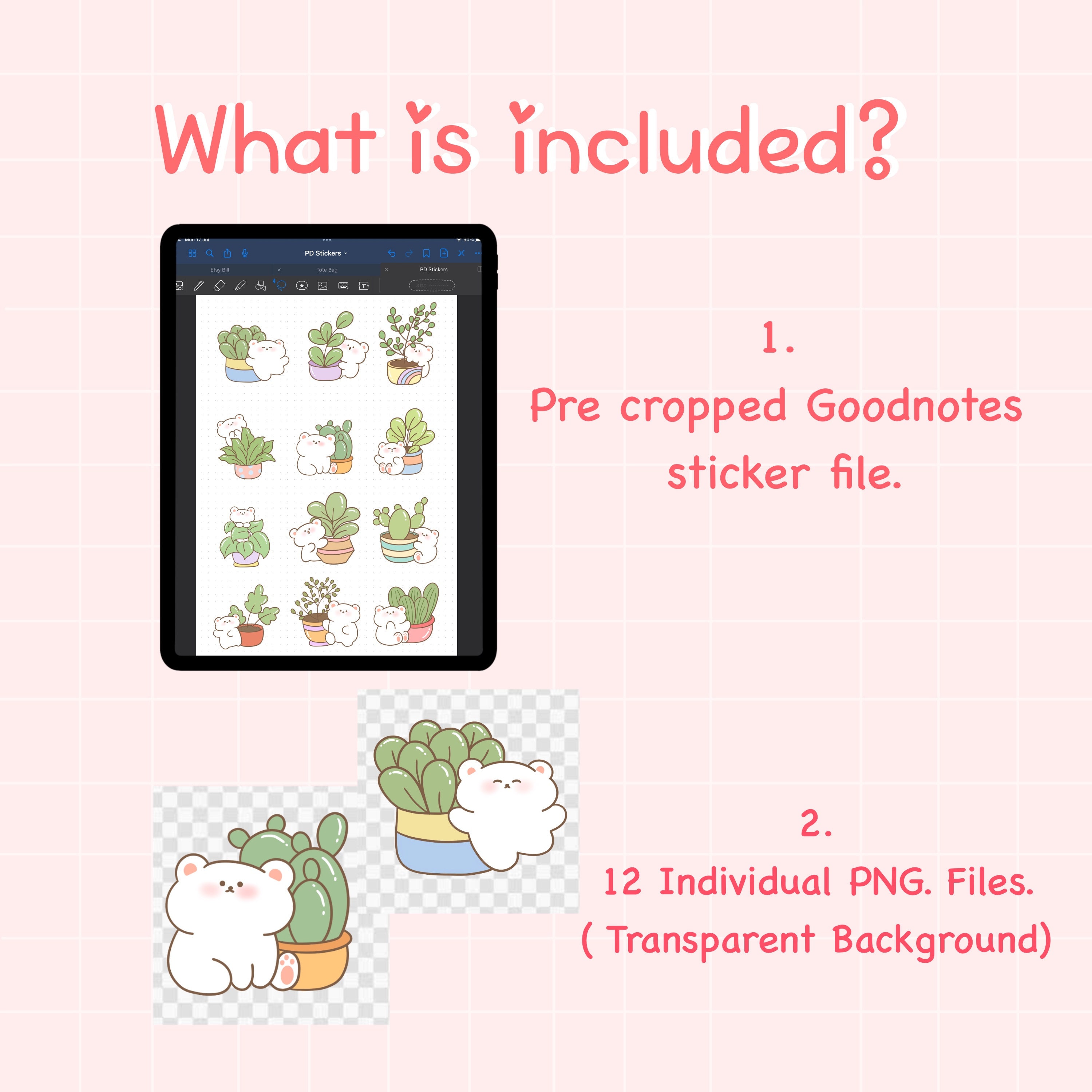 Cute Plant Mom Digital Planner Stickers Pre Cropped Goodnotes Stickers
