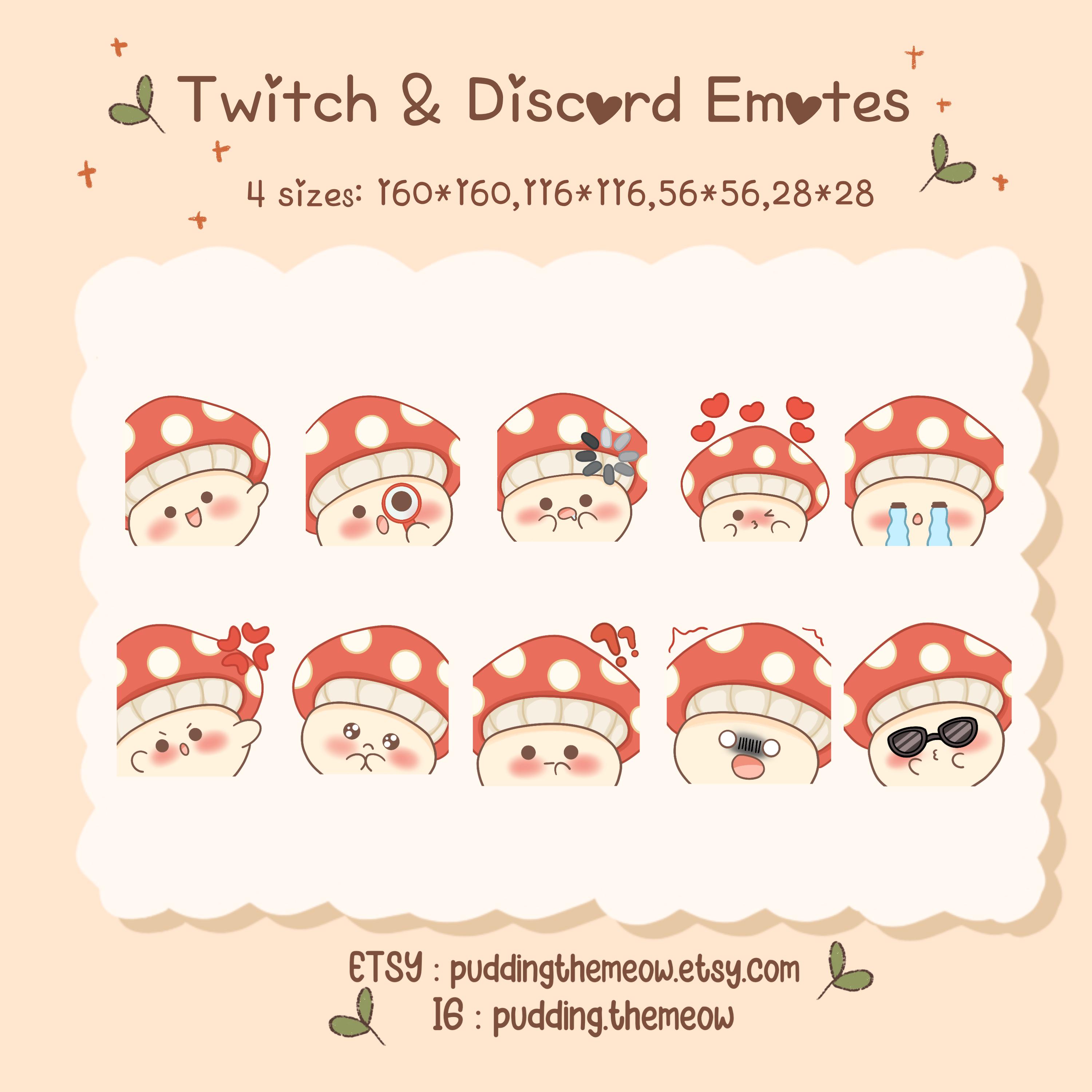 Mushroom Twitch | Discord | YouTube emotes pack (10)