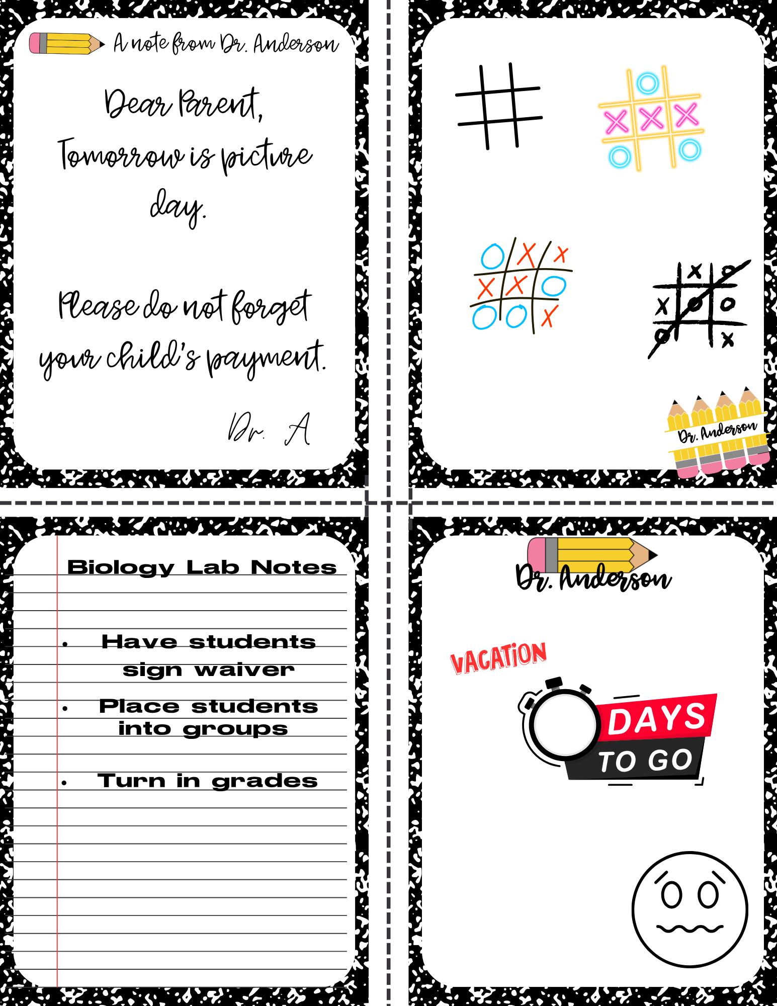 Printable Teacher Notes Printable Canva Download Template Teacher 