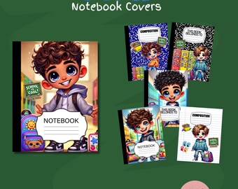 Editable Canva Notebook Cover Templates – 5 Back-to-School Printables for Boys – Colorful, and Easy to Use
