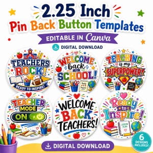 Teacher Button Designs Bundle | 2.25" Button Graphics | Instant Digital Download