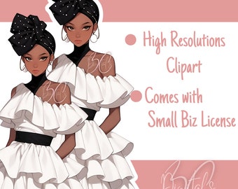 Stylish African American Woman Clipart | Digital Download