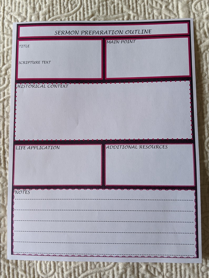 Printable Sermon Preparation Pages | Etsy