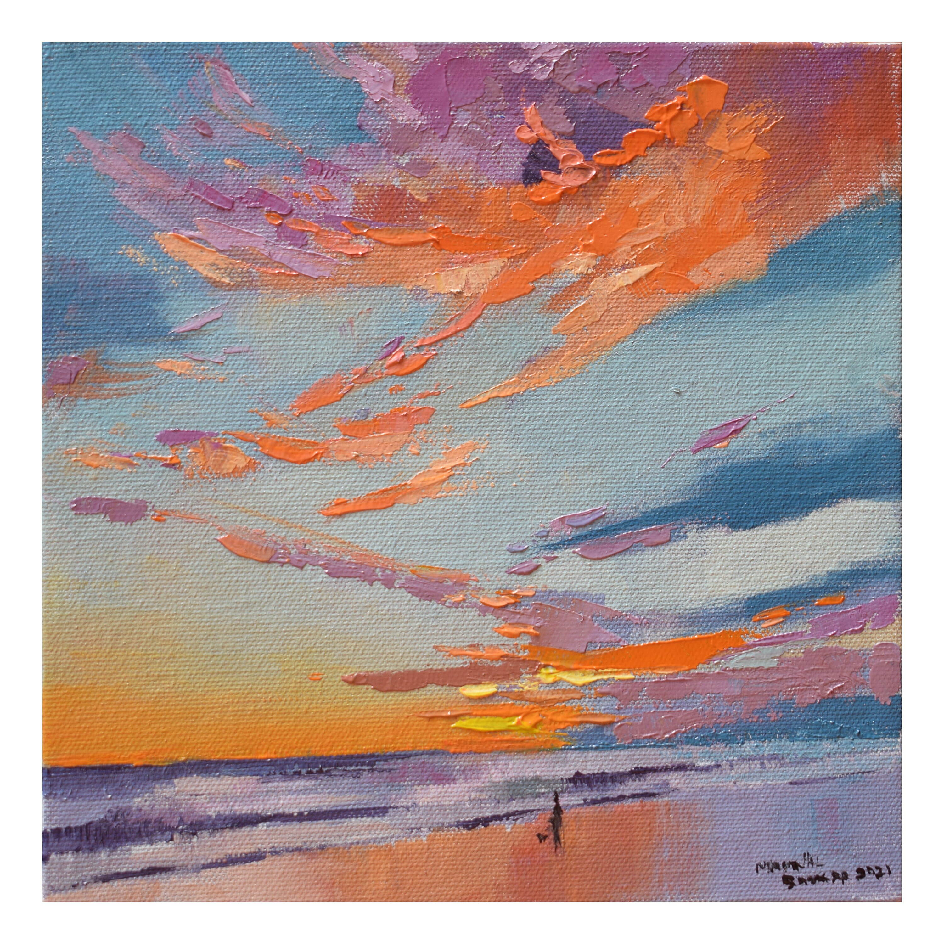 Original Oil Painting Seascape Sunset on Beach Etsy