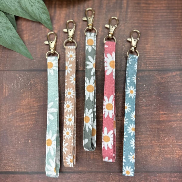 Floral Wristlet Thin Lanyard Flower Keychain Key-fob Short Wristlet ID Badge Holder Gifts for her accessories