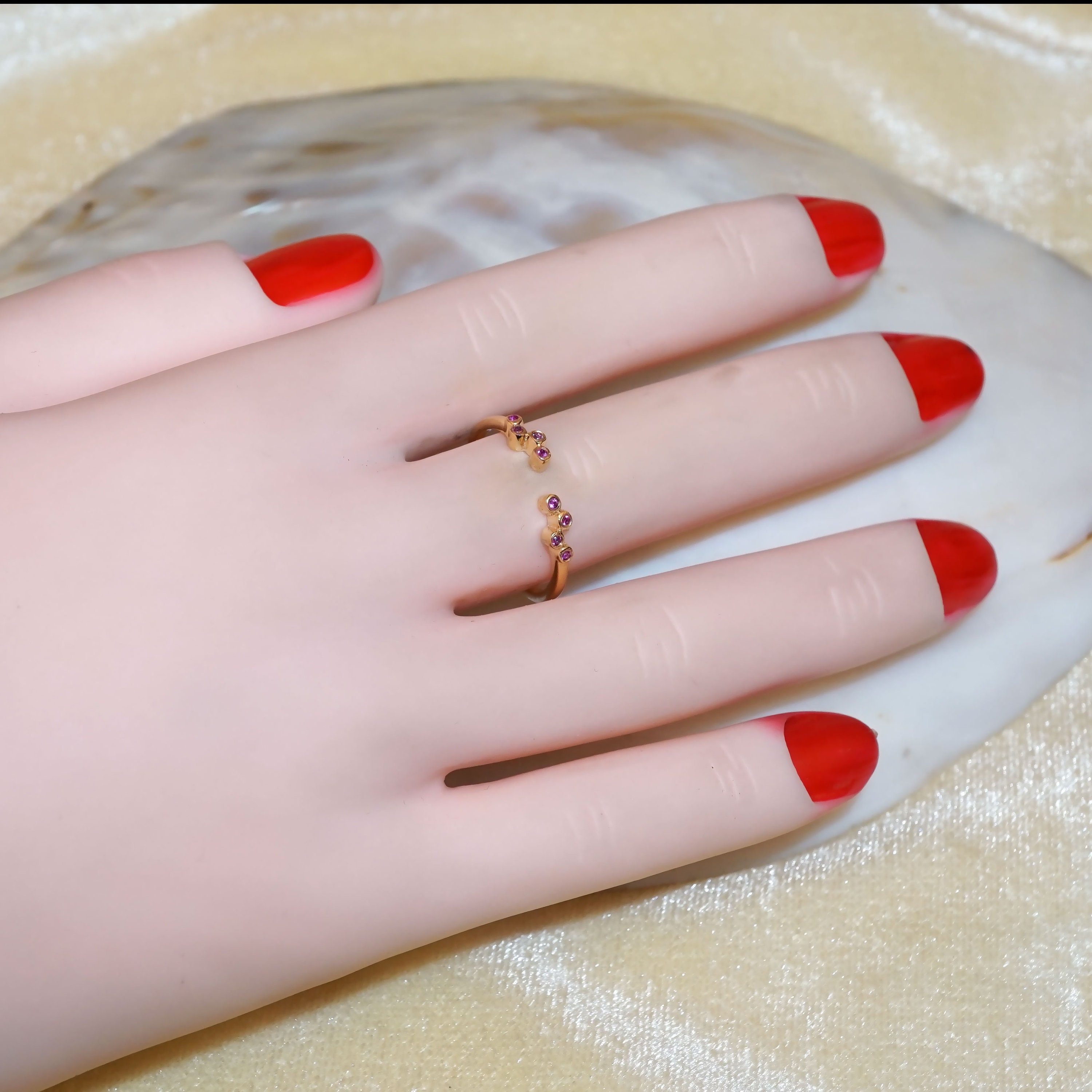 14k Gold Open Cuff Ruby Ring / Stackable Ring / July | Etsy