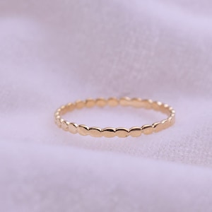 Beads Ring / Flat Beads Ring / 14k Yellow Gold / Stackable  Ring / 14k Solid Gold Ring / Minimalist Ring / Engagement Ring / Stacking Ring