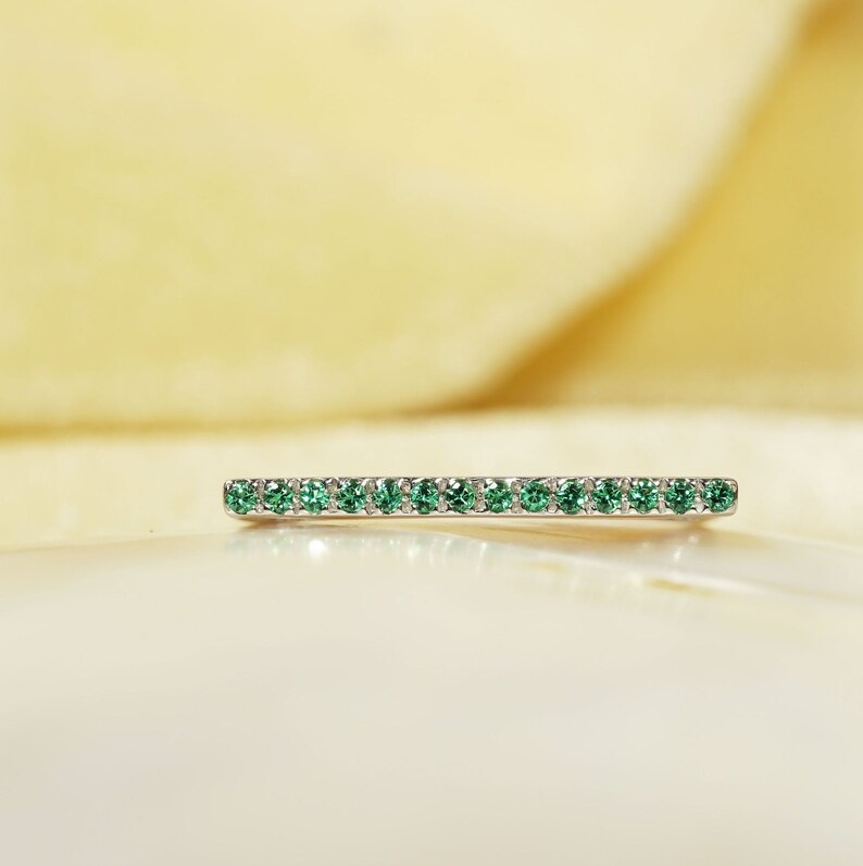 14k Gold Art Deco Emerald Ring / Wedding Ring / Stackable Ring / May Birthstone Ring / Square Ring / Dainty Ring/ Natural Emerald / Stacking image 1