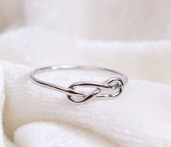 Knot Ring / Infinity Knot Ring / 14k White Gold / Stackable - Etsy
