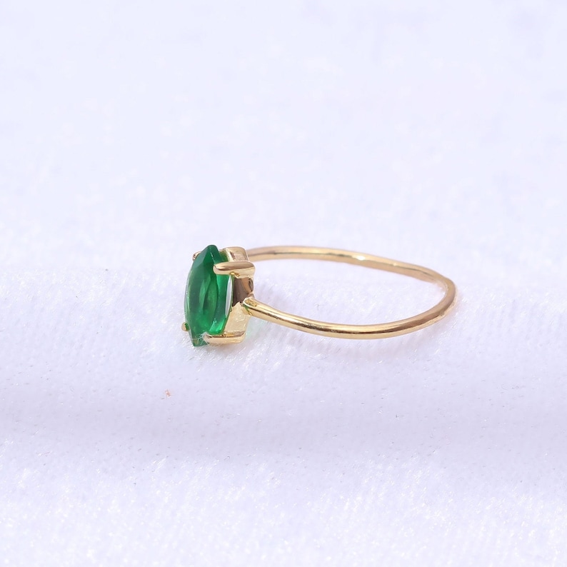 Marquise Emerald Ring / 14K Gold Emerald Ring / Emerald Jewelry / Gift for Her / May Birthstone/ Wedding Ring / Engagement Ring / Prong Set image 4