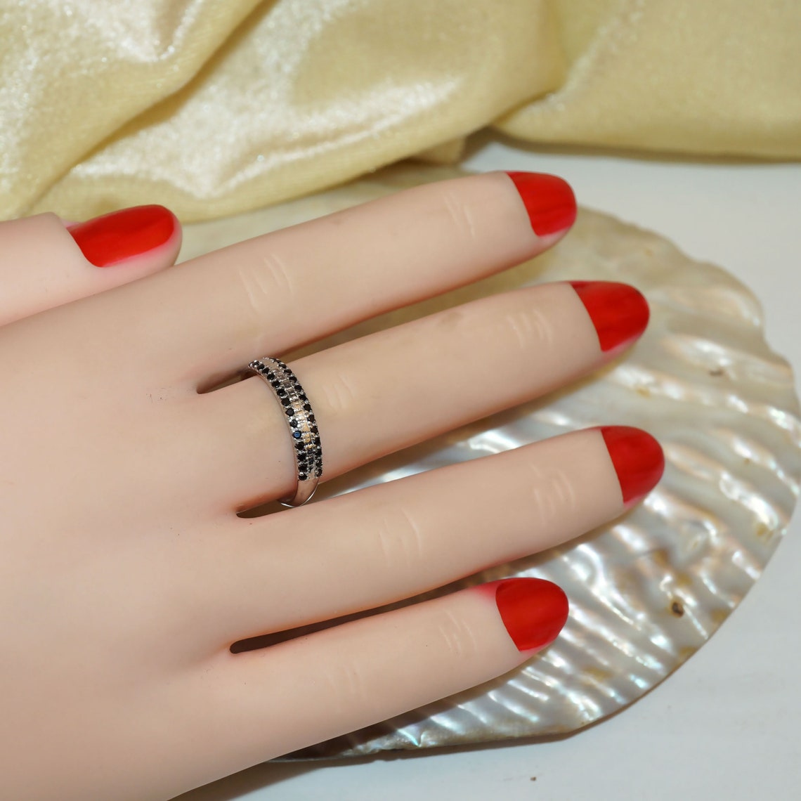 14k Gold Art Deco Black Diamond Ring / Wedding Ring / | Etsy