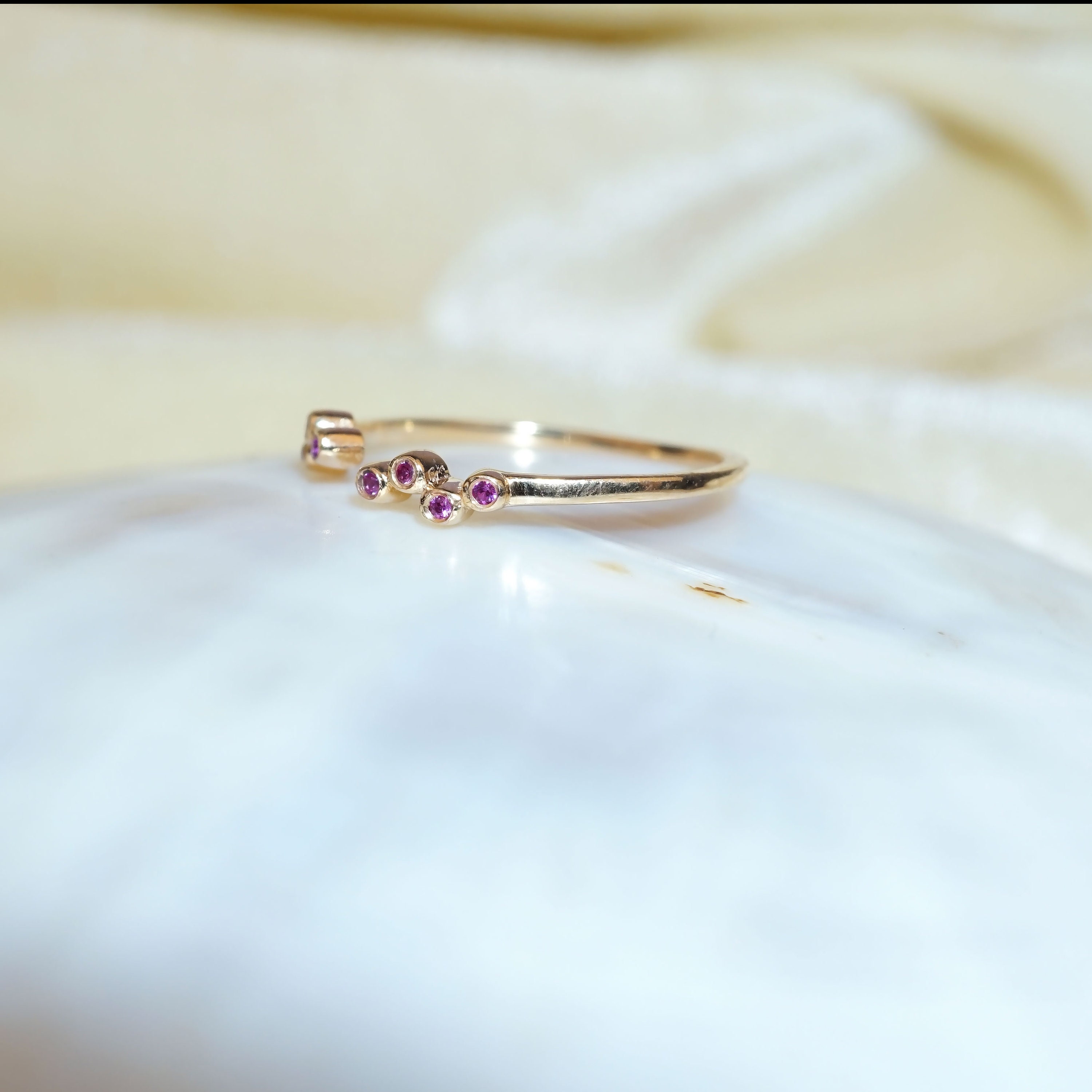 14k Gold Open Cuff Ruby Ring / Stackable Ring / July | Etsy