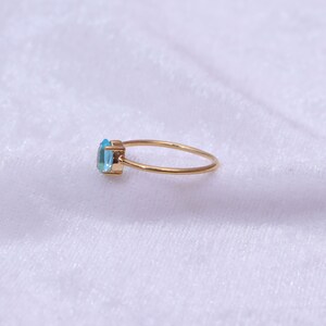 Blue Topaz Ring / 14k Gold Topaz Wedding Ring / Anniversary Ring / Pear Topaz Ring / Stacking Ring / Dainty Ring / Prong Set Ring / minimal image 5