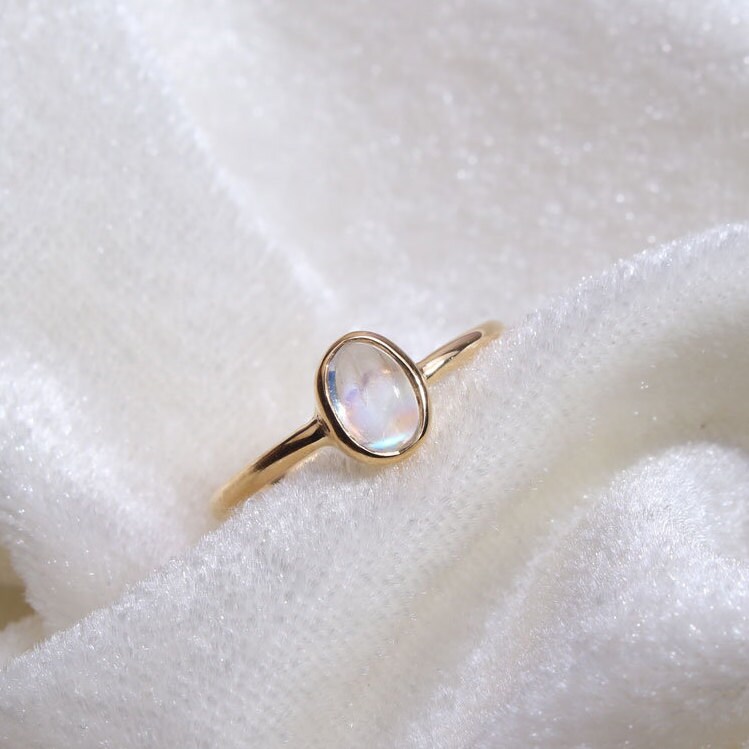 Moonstone Ring / Oval Cut Moonstone Ring In 14k Gold / | Etsy