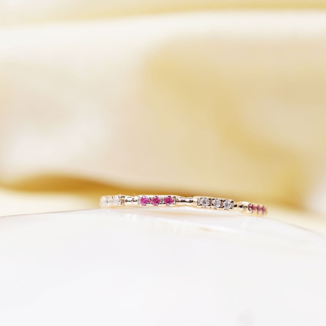 handmade ruby stone stacking ring delicate... 14k Gold Art Deco Ruby and Diamond Ring / Wedding Ring / Stackable Ruby ...