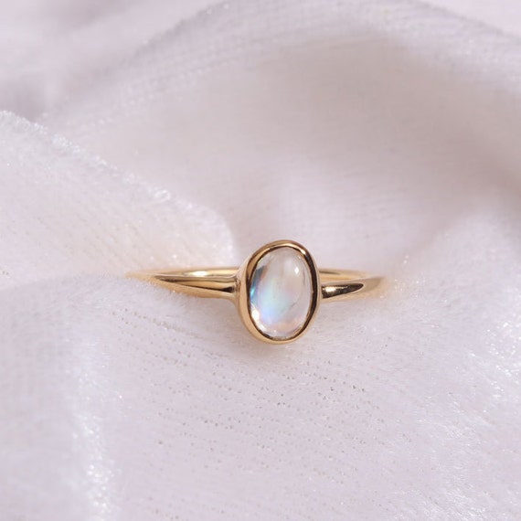 Moonstone Ring / Oval Cut Moonstone Ring in 14k Gold / - Etsy