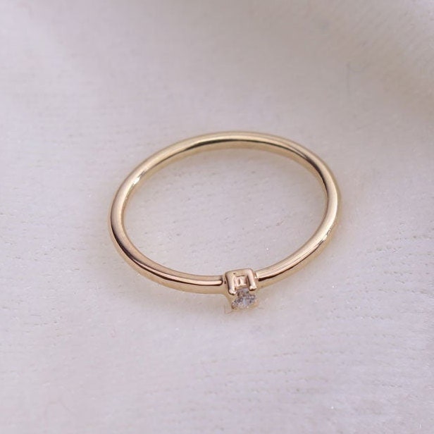 Diamond Ring / 14k Gold Diamond Ring / Solitaire Ring / 14k | Etsy