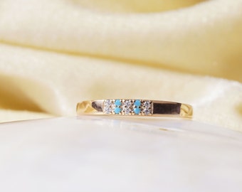 Turquoise Diamond Ring, Turquoise Engagement Ring, Turquoise Wedding Ring, Gold Turquoise Ring, Diamond Wedding Ring ,Solid Gold , Fine Ring